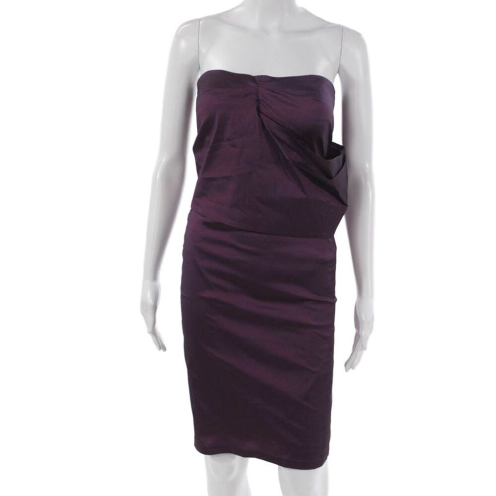 Talbot Runhof Women Purple Strapless Sheath Dress Size S